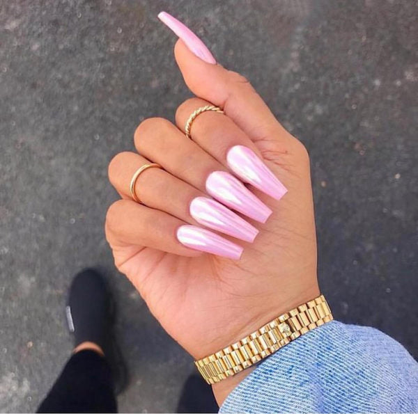 hand with pink coffin nails accent nail tech coffin shaped nails coffin nail designs glitter coffin nails next manicure idea similar design bold coffin
